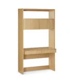 PLUTEUS - SHE001 Modern Light Oak Fluted Desk Hutch I Tall Storage Bookcase with Integrated Desk Surface - Image 2